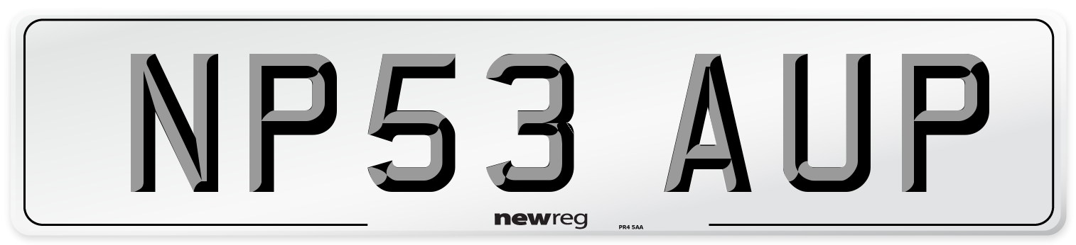 NP53 AUP Number Plate from New Reg